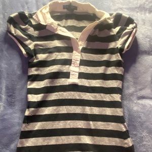 white collared striped tee y2k super cute